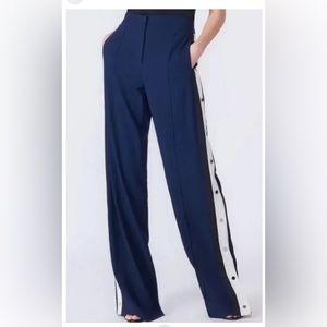 Veronica Beard Russo Navy/Black/White Wide Leg Track Pant Trousers Size 2